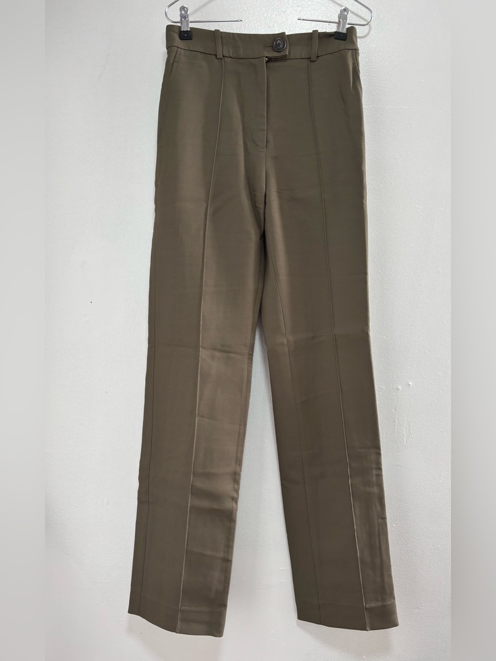 Peter Do Olive Brown Straight-Leg Dress Pants